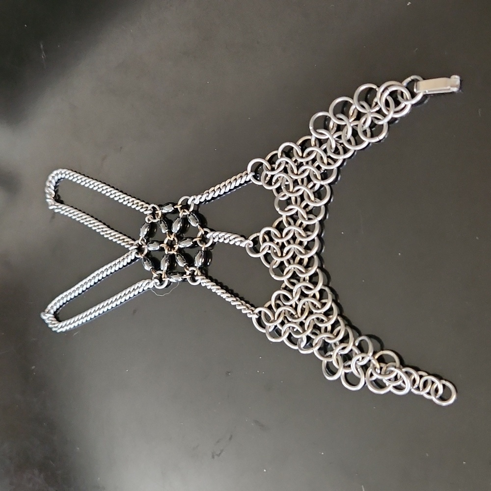 Silvertone Hand Chain Bracelet